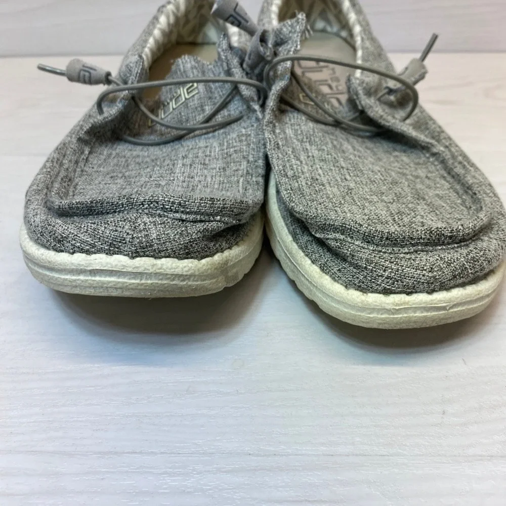 Hey Dude Mens 12 Wally Linen Loafers Iron Grey Casual Slip On Shoes 110793901